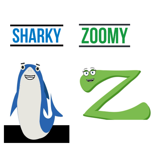 Afbeelding van Sharky en Zoomy. De spraakassistent van Jaws, Fusion en
ZoomText 