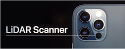De camera-module van een iPhone Pro, waarop ook de LiDAR scanner te zien
is
