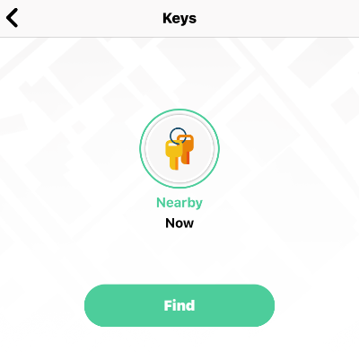 Scherm van de Tile app met de Find
knop