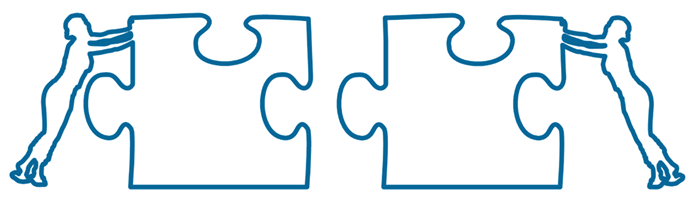 Twee mensen die ieder een puzzelstukje aandragen.  Afbeelding van Gerd Altmann
via Pixabay 