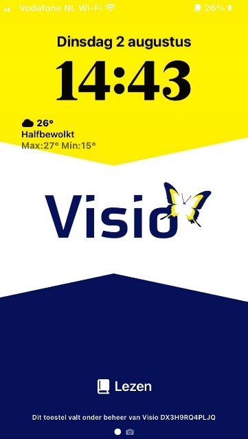 Toegangsscherm met logo van Visio