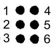Braillecel met zes braille
punten
