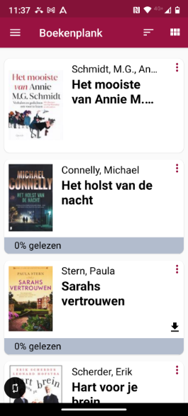 Boekenplank in de app