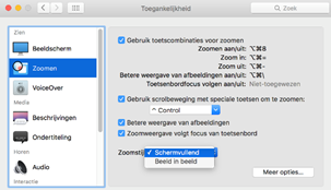 Instellingenvenster voor Zoomen op de Mac met de verschillende opties.