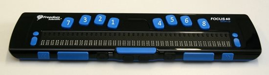 Nummering van braille invoertoetsen op een
leesregel.