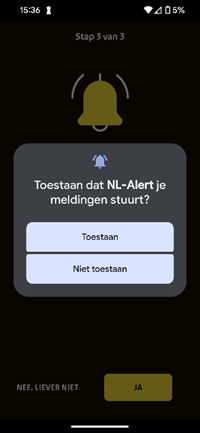 Toestaan dat NL Alert meldingen toestuurt