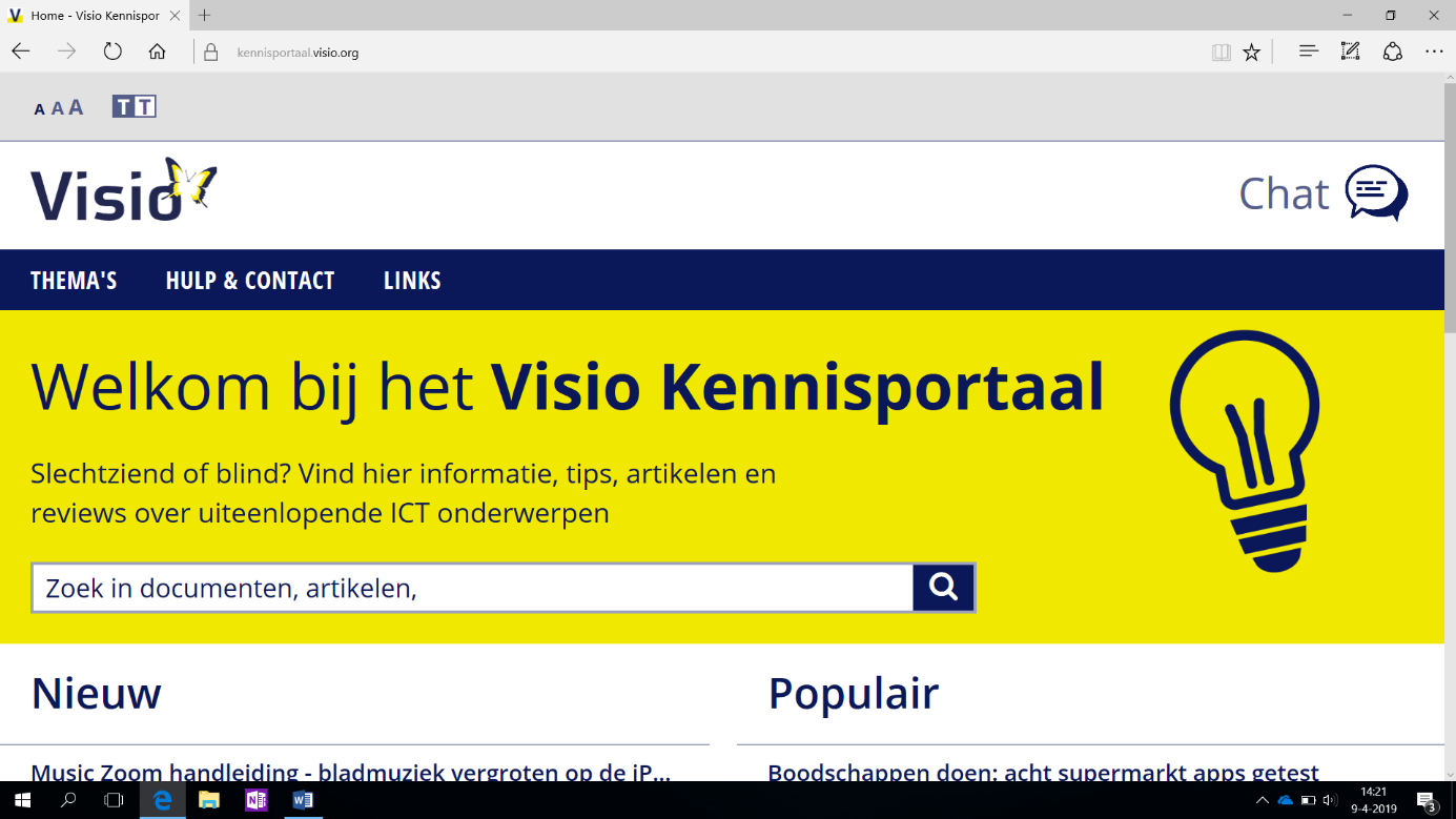 Kennisportaal Visio website,
vergroot