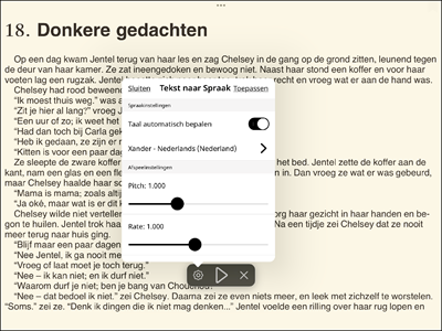 De voorleesfunctie van de
PocketBook-app