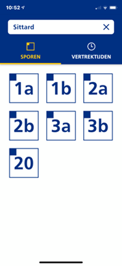 Schermafbeelding van het beginscherm (tabblad
“Sporen”).