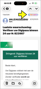 Een mailbericht in de Mail-app, met daarboven de knop ‘Vat samen’