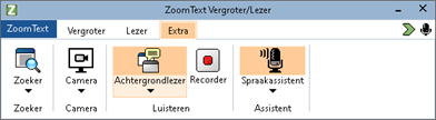 Het tabblad 'Extra' in het bedieningspaneel van
ZoomText