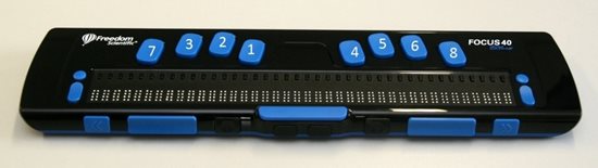 Nummering van braille invoertoetsen op een
leesregel.