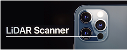 De camera-module van een iPhone Pro, waarop ook de LiDAR scanner te zien
is