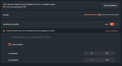 Nachtlamp instellingen voor Windows
11