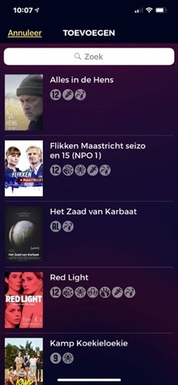 Lijstje van het beschikbaar Audiodescriptie aanbod in de app
Earcatch