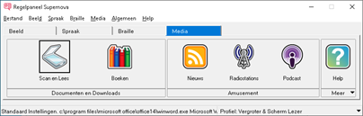 Het tabblad 'Media' in het regelpaneel van
SuperNova