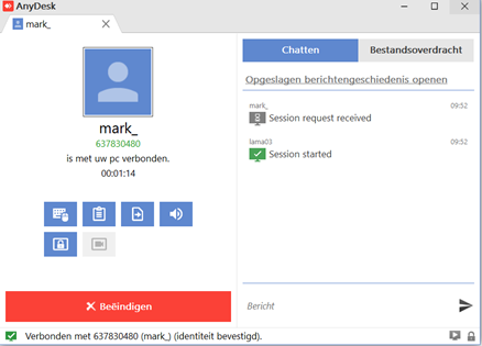 Anydesk hoofdvenster