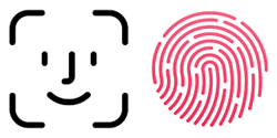 Pictogrammen van Face ID en Touch
ID