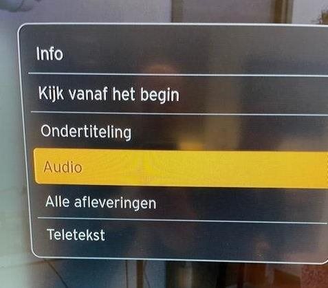 Het menu op de tv.