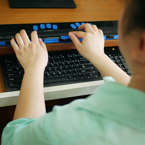 Brailleleesregel bij gebruik
computer