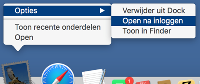 Opdracht om het mailprogramma na inloggen automatisch te
openen.