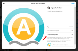 Editor om een Instagram-afbeelding van tekst te voorzien met een pijl naar
'Toegankelijkheid'