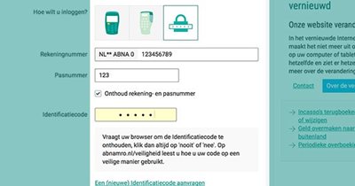 Inlogscherm website ABN AMRO