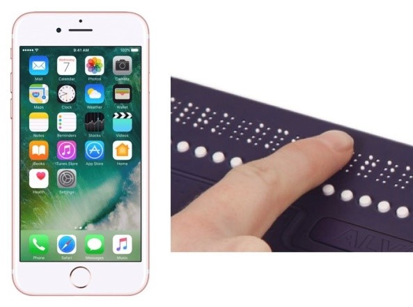 iPhone met brailleleesregel