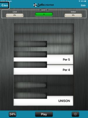 Interval oefening met
pianoklavier interface