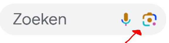 Zoekvak met microfoon en Google Lens
knop