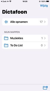 Startscherm dictafoon met twee mappen