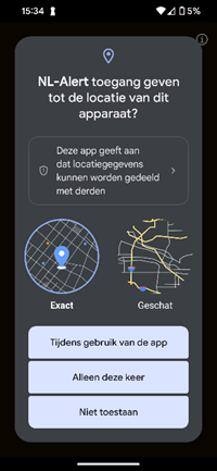NL alert toegang geven tot de locatie van dit apparaat