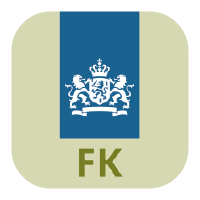 Fk logo. Eenvoudig logo van Rijksoverheid met de de letters F en
K.