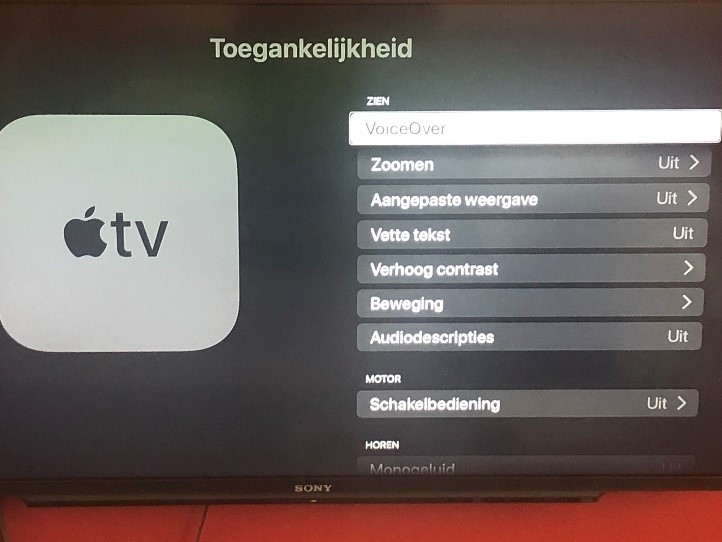 Apple TV, Hoofdmenu
toegankelijkheid