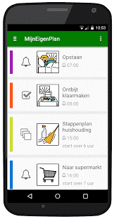 Mijn eigen plan app op een
smartphone.