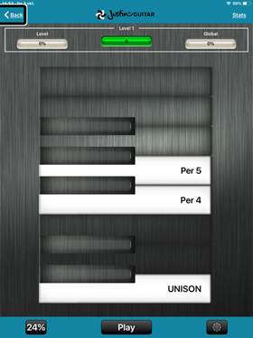 Interval oefening met
pianoklavier interface