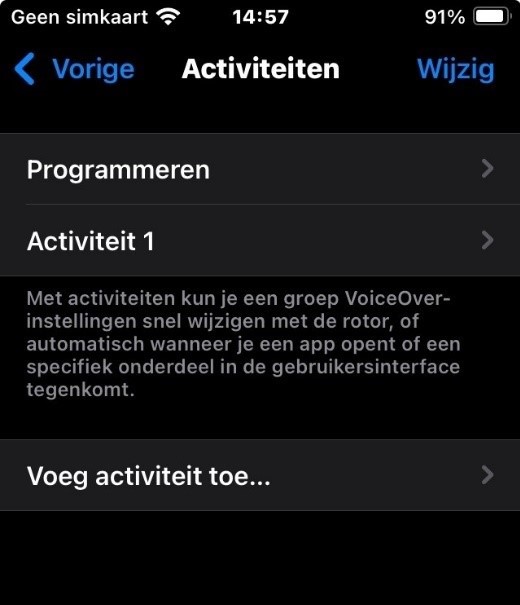 Het Activiteiten scherm