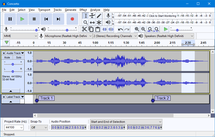 Audacity 3 schermafbeelding