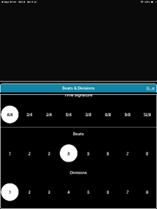 Scherm om maatsoorten in te stellen van Time Trainer Metronome