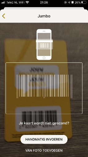 Scherm waarin een streepjescode wordt gescand