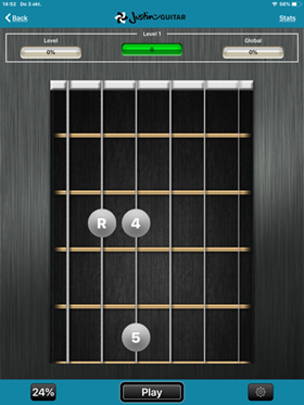 Interval oefening met gitaar fretboard interface