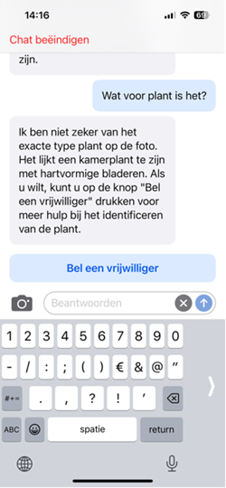 Voorbeeld van extra informatie vragen aan Be My AI. 