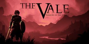 The Vale: Shadow of the Crown. De afbeelding toont een ridder in de
bergen.
