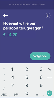 Tikkie invoerscherm voor bedrag